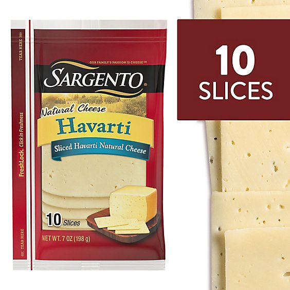 Sargento Cheese Slices Natural Harvarti 10 Count - 7 Oz