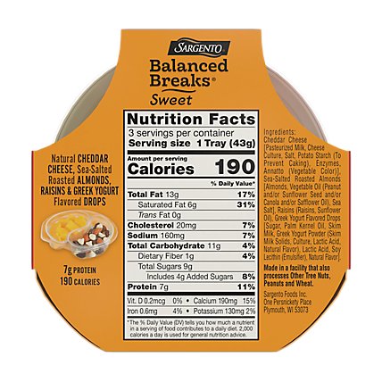 Sargento Sweet Balanced Breaks Cheese Snacks Cheddar & Almonds Raisins Yogurt Drops - 3-1.5 Oz - Image 6