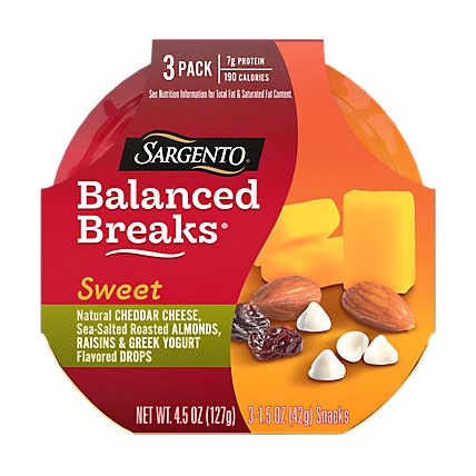 Sargento Sweet Balanced Breaks Cheese Snacks Cheddar & Almonds Raisins Yogurt Drops - 3-1.5 Oz - Image 2