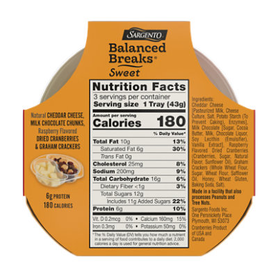 Sargento Sweet Balanced Breaks Cheese Snacks Cheddar & Chocolate Cranberries Graham - 3-1.5 Oz - Image 6