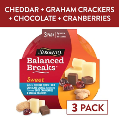 Sargento Sweet Balanced Breaks Cheese Snacks Cheddar & Chocolate Cranberries Graham - 3-1.5 Oz