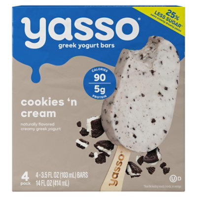 Yasso Frozen Greek Yogurt Bars Cookies N Cream - 4-3.5 Fl. Oz.