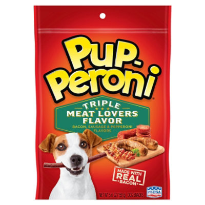 Pup-Peroni Dog Snacks Triple Meat Lovers Flavor Pouch - 5.6 Oz