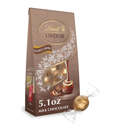 Lindt LINDOR Fudge Swirl Milk Chocolate Candy Truffles Bag - 5.1 Oz - Image 1