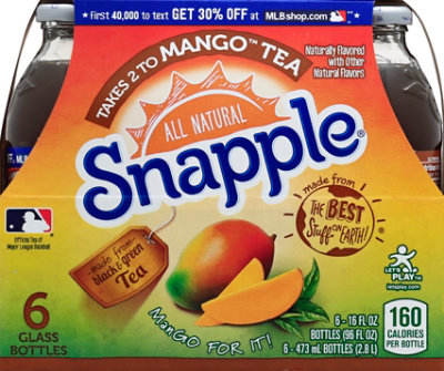 Snapple Black & Green Tea Takes 2 to Mango - 6-16 Fl. Oz. - Image 2