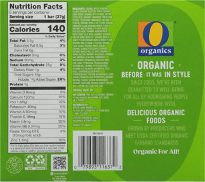 O Organics Organic Fruit & Grain Bars Apple Cinnamon Flavored - 6-1.3 Oz - Image 5