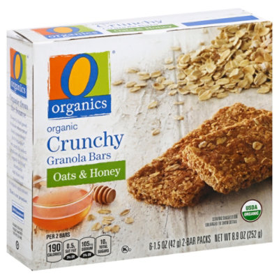  O Organics Organic Granola Bars Crunchy Oats & Honey - 6-1.5 Oz 