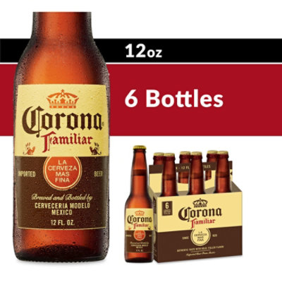 Corona Familiar Lager Mexican Beer 4.8% ABV Bottle - 6-12 Fl. Oz. - Image 1