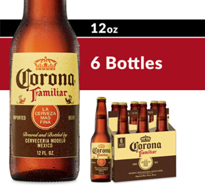 Corona Familiar Lager Mexican Beer 4.8% ABV Bottles - 6-12 Fl. Oz.
