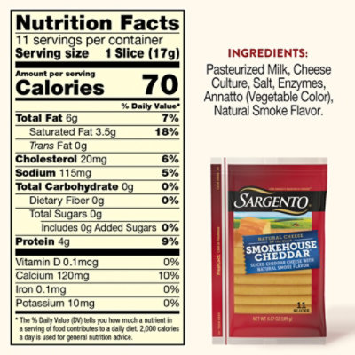 Sargento Sliced Smokehouse Cheddar Natural Cheese 11 Count - 6.67 Oz - Image 5