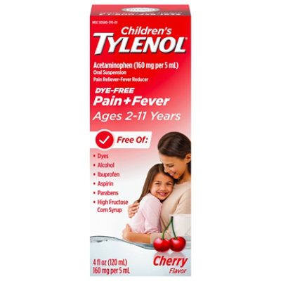 TYLENOL Pain Reliever/Fever Reducer Oral Suspension Cherry Flavor - 4 Fl. Oz.