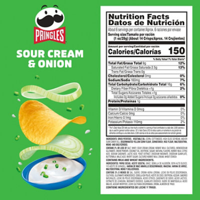 Pringles Potato Crisps Chips Lunch Snacks Sour Cream and Onion - 5.5 Oz - Image 3