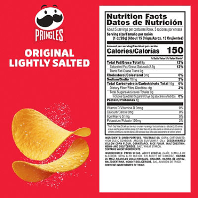 Pringles Potato Crisps Chips Lightly Salted Original Lunch Snacks - 5.2 Oz - Image 2