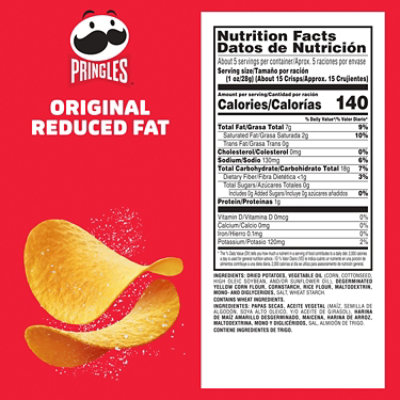Pringles Potato Crisps Chips Reduced Fat Original Lunch Snacks - 4.9 Oz - Image 7