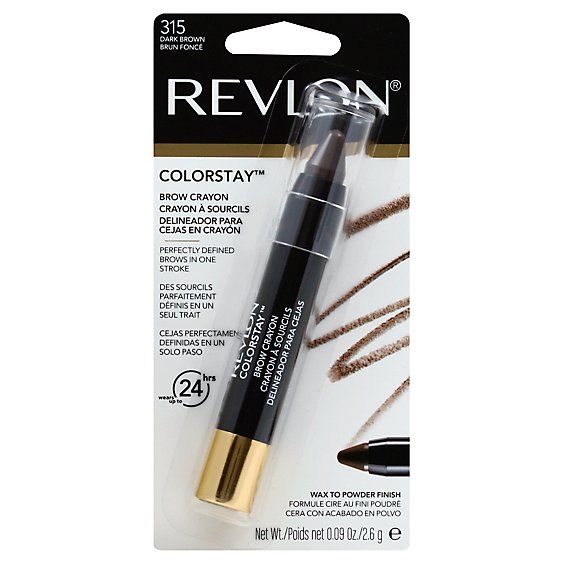 Revlon ColorStay Brow Crayon Powder Finish Dark Brown 315 - 0.09 Oz