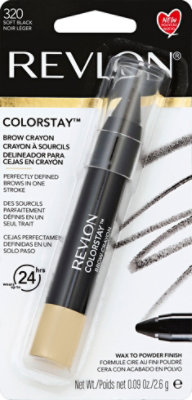 Revlon ColorStay Brow Crayon Powder Finish Soft Black 320 - 0.09 Oz - Image 2