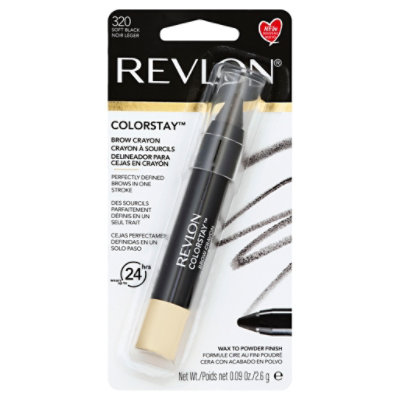 Revlon ColorStay Brow Crayon Powder Finish Soft Black 320 - 0.09 Oz - Image 1