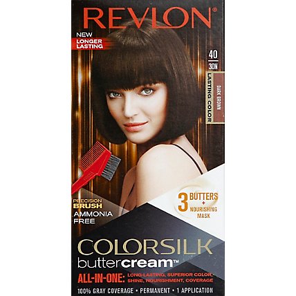 Revlon ColorSilk Buttercream Hair Color Dark Brown 40/30N - Each - Carrs
