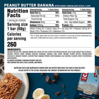 CLIF BAR Peanut Butter Banana with Dark Chocolate Flavor Energy Bar - 2.4 Oz - Image 4