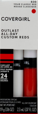 COVERGIRL Outlast All Day Custom Reds Your Classic Red 830 Lipcolor 2 Count - 0.13 Fl. Oz. - Image 2