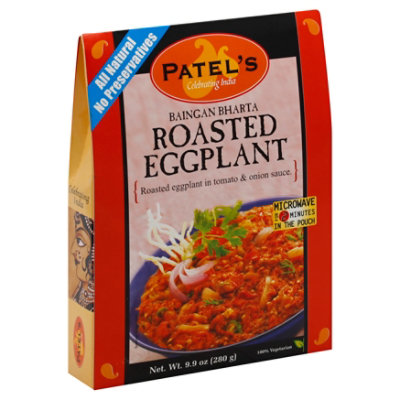 Patels Indian Cuisine Ready-To-Eat Roasted Eggplant Baigan Bharta - 9.9 Oz - Image 1