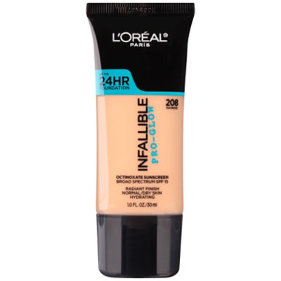 L'Oreal Paris Infallible Pro-Glow SPF Foundation 24HR Coverage Sun Beige - 1 Fl. Oz. - Image 1
