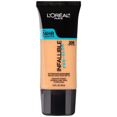 L'Oreal Paris Infallible Pro-Glow SPF Foundation 24HR Coverage Caramel Beige - 1 Fl. Oz. - Image 1