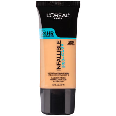 L'Oreal Paris Infallible Pro-Glow SPF Foundation 24HR Coverage Caramel Beige - 1 Fl. Oz. - Image 1