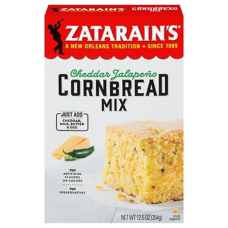Zatarains New Orleans Style Cornbread Mix Cheddar Jalapeno - 12.5 Oz