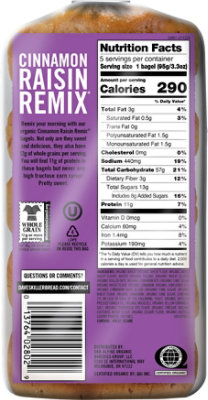 Daves Killer Bread Cinnamon Raisin Remix Bagel Organic 5 Count - 16.75 Oz - Image 5