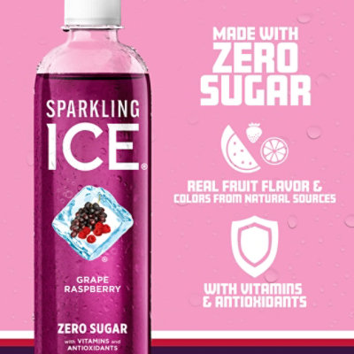 Sparkling Ice Grape Raspberry Sparkling Water 17 fl. oz. Bottle - Image 3