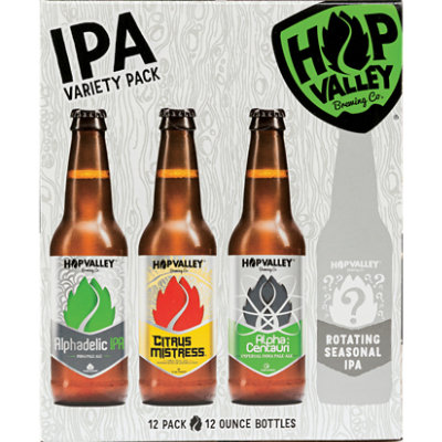 Hop Valley Beer IPA Assorted Bottles 9.6% ABV - 12-12 Fl. Oz.