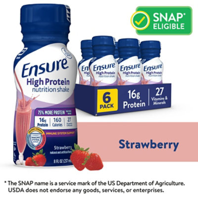 Ensure High Protein Nutrition Shake Ready To Drink Strawberry - 6-8 Fl. Oz. - Image 1