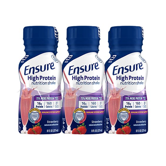 Ensure High Protein Nutrition Shake Ready To Drink Strawberry - 6-8 Fl. Oz.