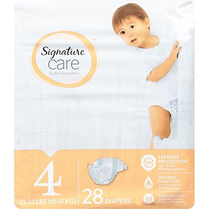 Signature Care Premium Baby Diapers Size 4 - 28 Count - Image 2