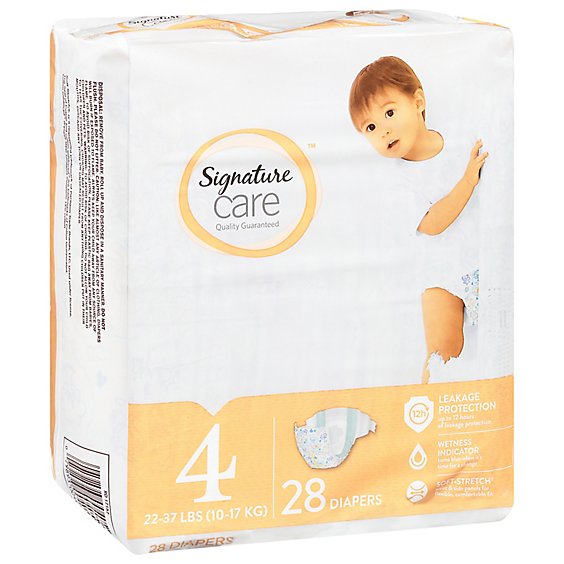 Signature Care Premium Baby Diapers Size 4 - 28 Count