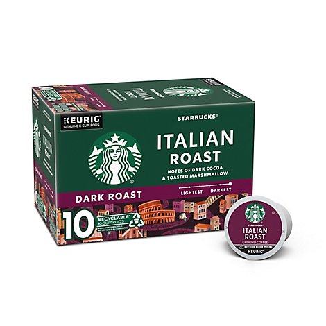 Starbucks Coffee K-Cup Pods Dark Roast Italian Roast Box - 10-0.41 Oz