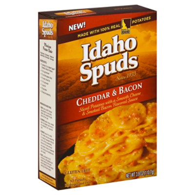Idaho Spuds Potatoes Sliced Gluten Free Cheddar & Bacon Box - 3.9 Oz