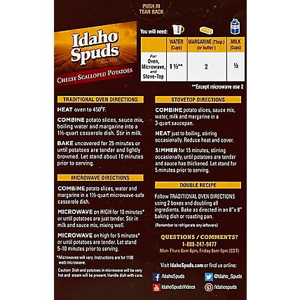 Idaho Spuds Potatoes Sliced Gluten Free Cheesy Scalloped Box - 3.9 Oz - Image 3