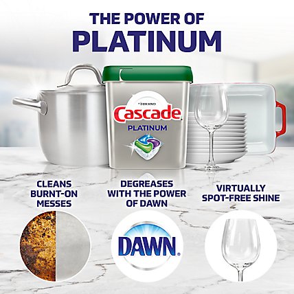 Cascade Platinum Lemon Scent Dishwasher Pods ActionPacs Detergent Tabs - 36 Count - Image 3
