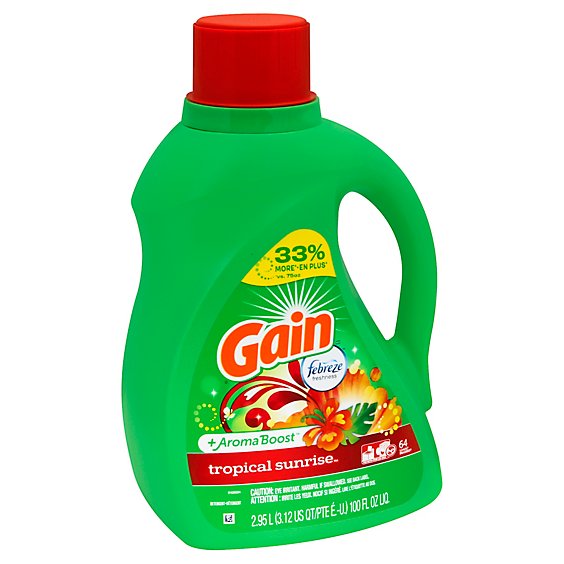 Gain Plus Aroma Boost Laundry Detergent Liquid Tropical Sunrise 64 Loads - 100 Fl. Oz.