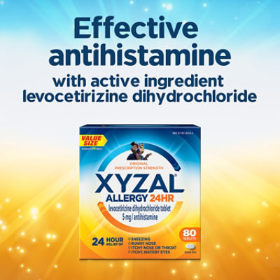 XYZAL Allergy Antihistamine Tablets 24 Hr Original Prescription Strength 5 mg Tablets - 80 Count - Image 8