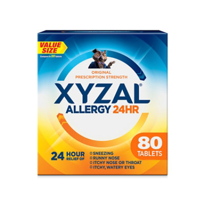 XYZAL Allergy Antihistamine Tablets 24 Hr Original Prescription Strength 5 mg Tablets - 80 Count - Image 1