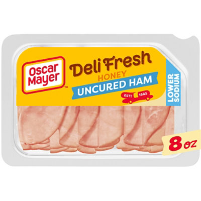 Oscar Mayer Deli Fresh Honey Uncured Ham Sliced Lunch Meat with 27% Lower Sodium Tray - 8 Oz - Image 1