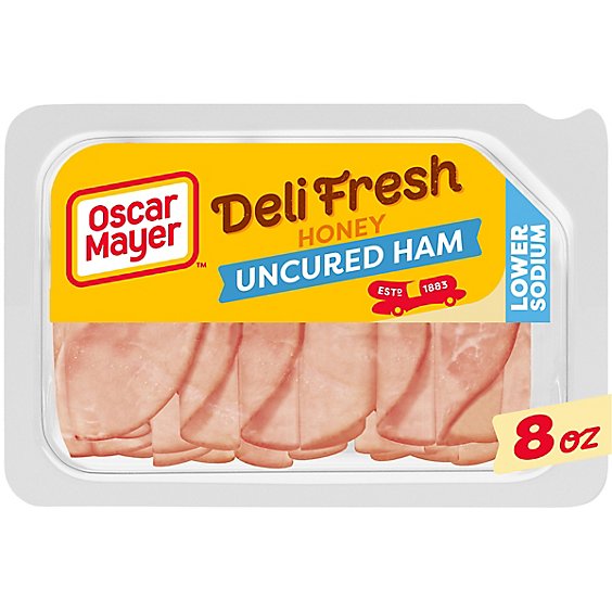 Oscar Mayer Deli Fresh Honey Uncured Ham Sliced Lunch Meat with 27% Lower Sodium Tray - 8 Oz