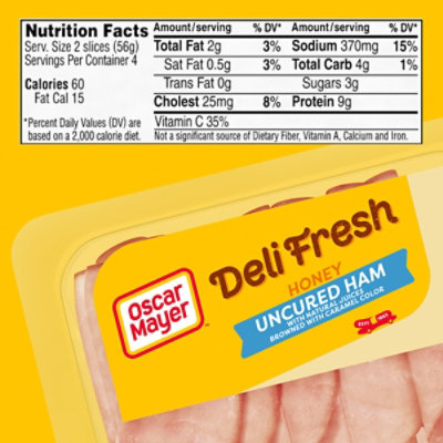 Oscar Mayer Deli Fresh Honey Uncured Ham Sliced Lunch Meat with 27% Lower Sodium Tray - 8 Oz - Image 6