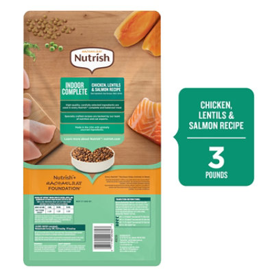 Nutrish Indoor Complete Chicken Lentils & Salmon Recipe Dry Cat Food - 3 Lb - Image 2