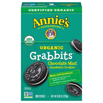 Annies Homegrown Sandwich Cookies Organic Grabbits Chocolate Mint