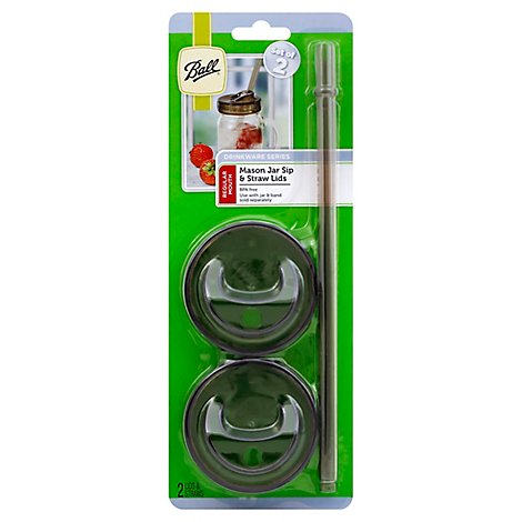 Ball One Piece Rm Sip-N-Straw Lids - 6 Count