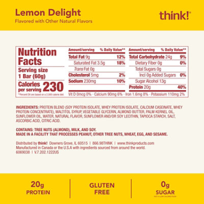 thinkThin High Protein Bar Lemon Delight White Chocolate Dipped - 2.1 Oz - Image 2